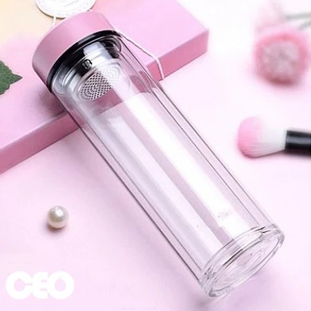 [ของขวัญ] ถ้วยฉนวนสองชั้น 350 มล. แก้วน้ำด้านในถ้วยกระจกนิรภัย